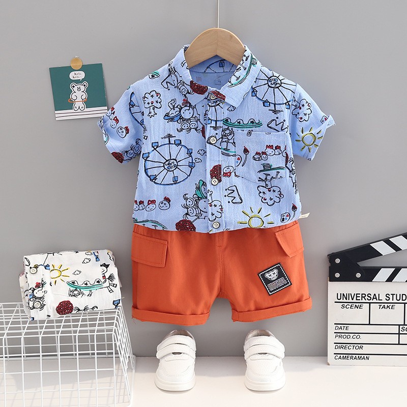 New Summer Baby Boy Clothes Suit Children Girls Cute Shirt Pants 2pcs/set Toddler Casual Costume Infant Outfits Kids Tracksuit