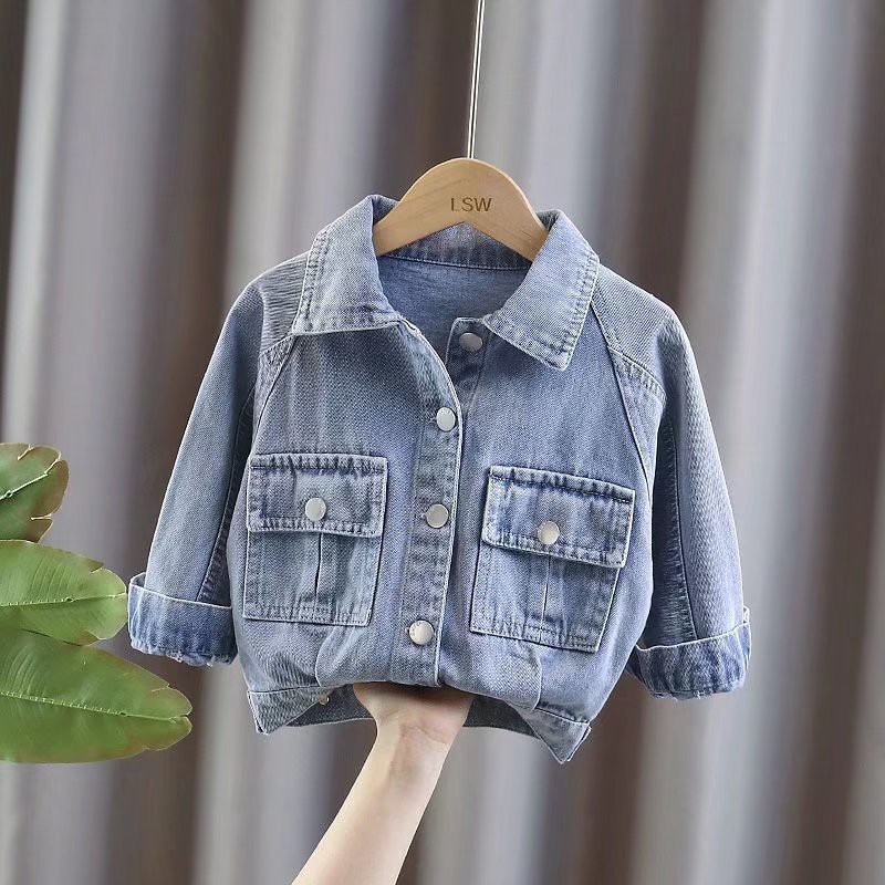 Spring Autumn 1-5year Children Denim Jackets Trench Jean Sequins Jacket Girls Kids Clothes Baby Lace Coat Toddler Casual Outerwear