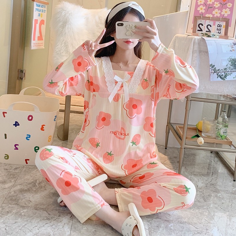 Pajamas Clothes Women Breastfeeding Set Leisurewear Nursing Suits Pregnant Woman Pajamas Twinset Breastfeeding Tops Pant 2pcs