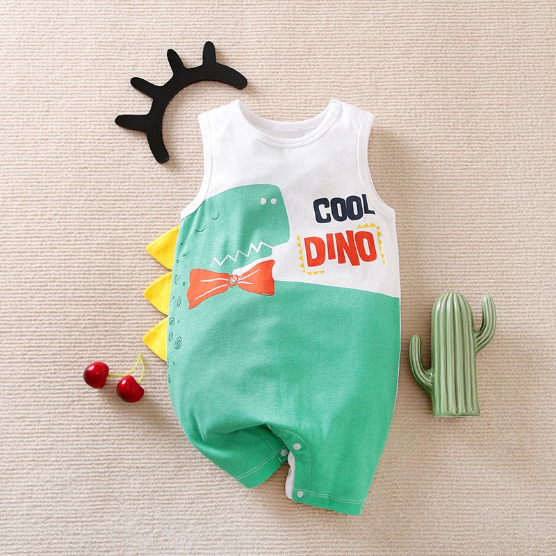 jumpsuit for boy baby girl summer sleeveless vest one piece newborn baby cartoon crawling suit new cartoon dinosaur cotton clothes