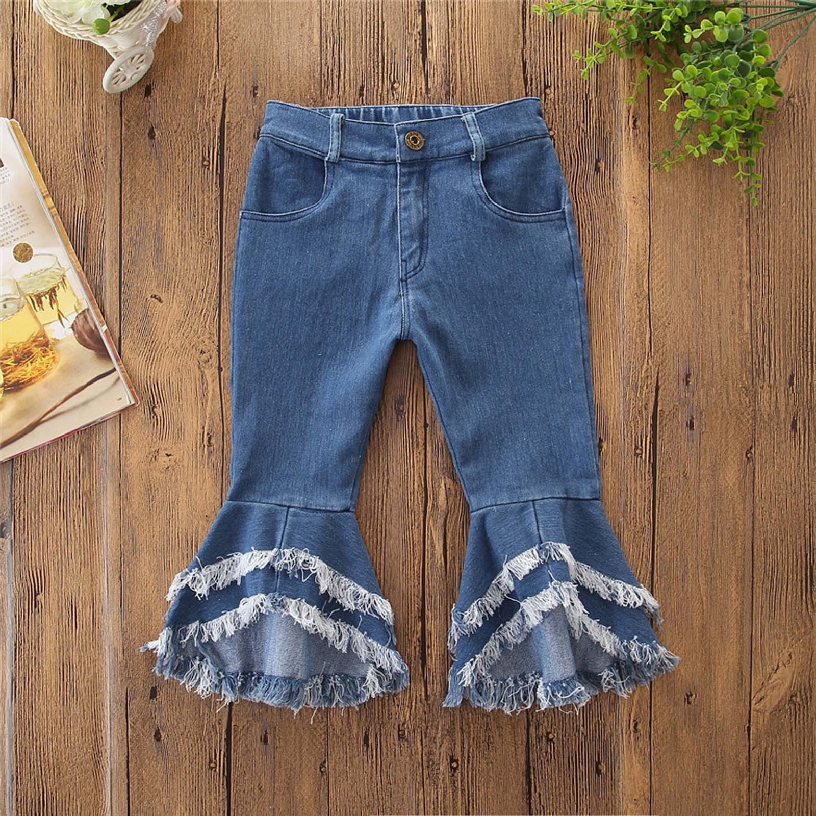 Spring All-match Girls Jeans Trumpet Elastic Waist Flared Pants Children Trousers Bell bottomed Jeans For Girl Clothing 2-7Years