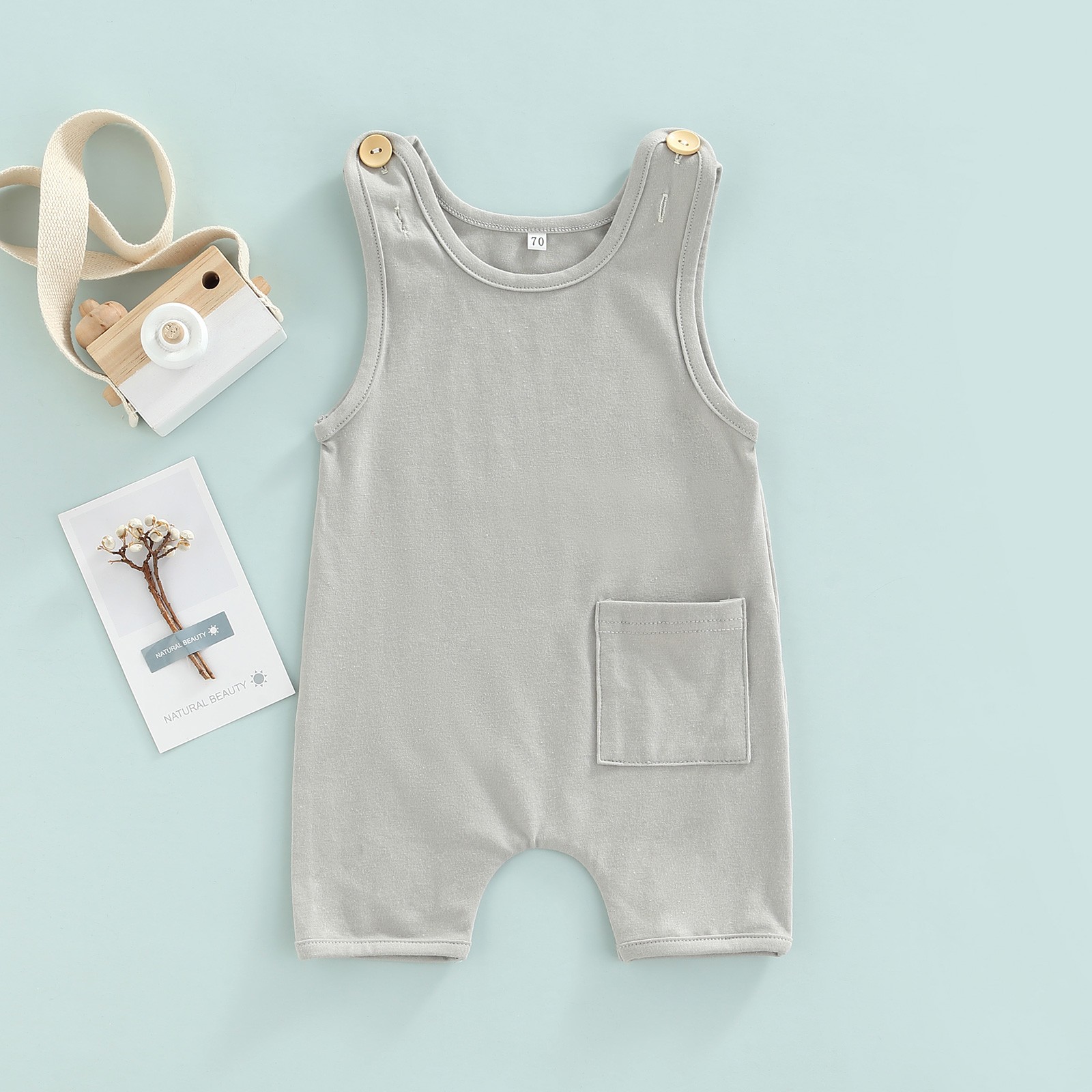 Ma & Baby 0-3Y Baby Boys Girls Jumpsuit Summer Sleeveless Romper Solid Color Baby Clothes Summer Costumes D01