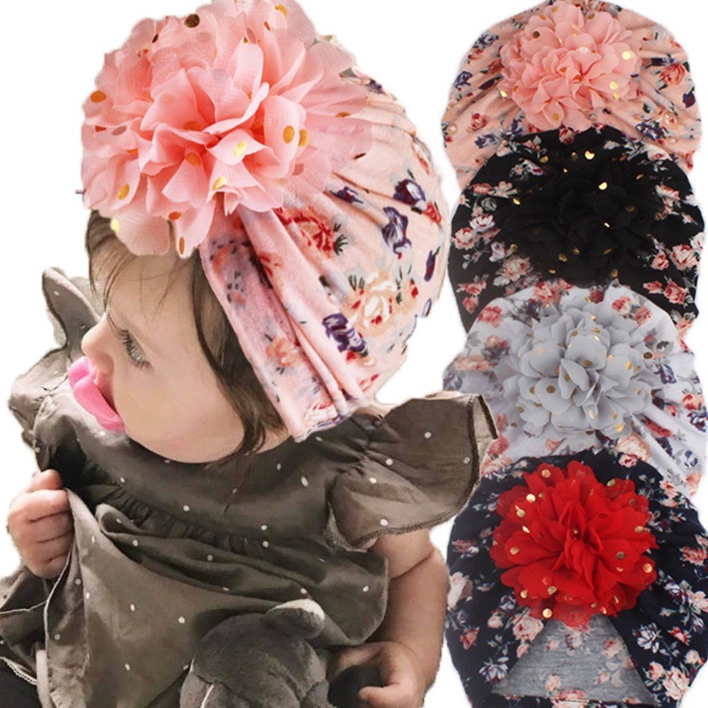 Baby Headband Spring Flower Baby Girls Hat for Newborn Soft Cotton Boys Girls Turban Hat Infant Baby Hat Head Wraps