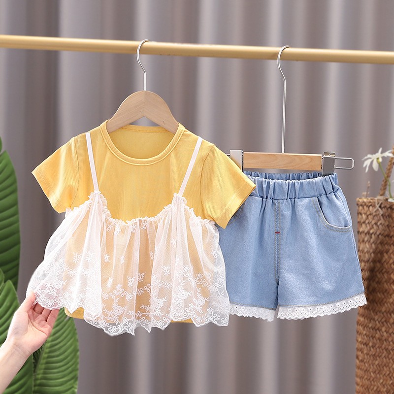 New summer baby clothes suit children girls fashion cute shirt shorts 2pcs/sets baby costume cotton casual kids sportswear