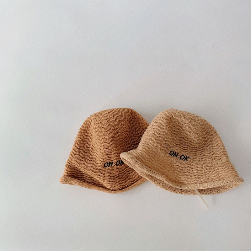 MILANCEL 2022 spring new children's breathable girls hat Korean boys straw hat letter embroidery children's hat