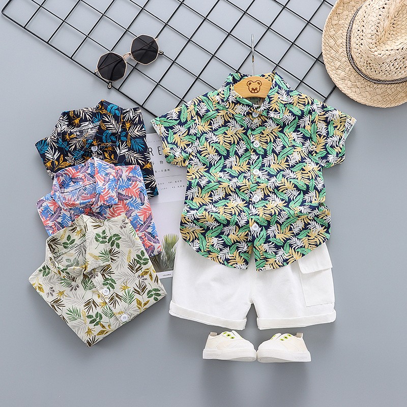 New Summer Baby Clothes Suit Children Boys Fashion Printed Shirt Shorts 2Pcs/Sets Toddler Casual Costume Infant Kids Sportswear