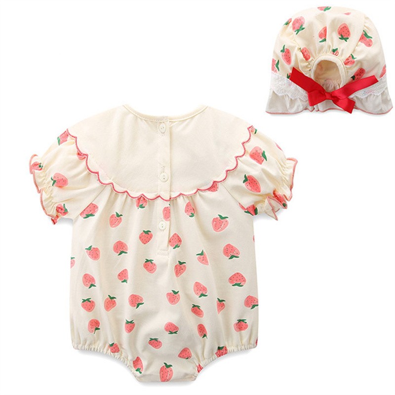 LAUDKA 0-24M Summer Baby Girl Clothes Strawberry Print Cotton Clothes Newborn Baby Princess Girls Underwear