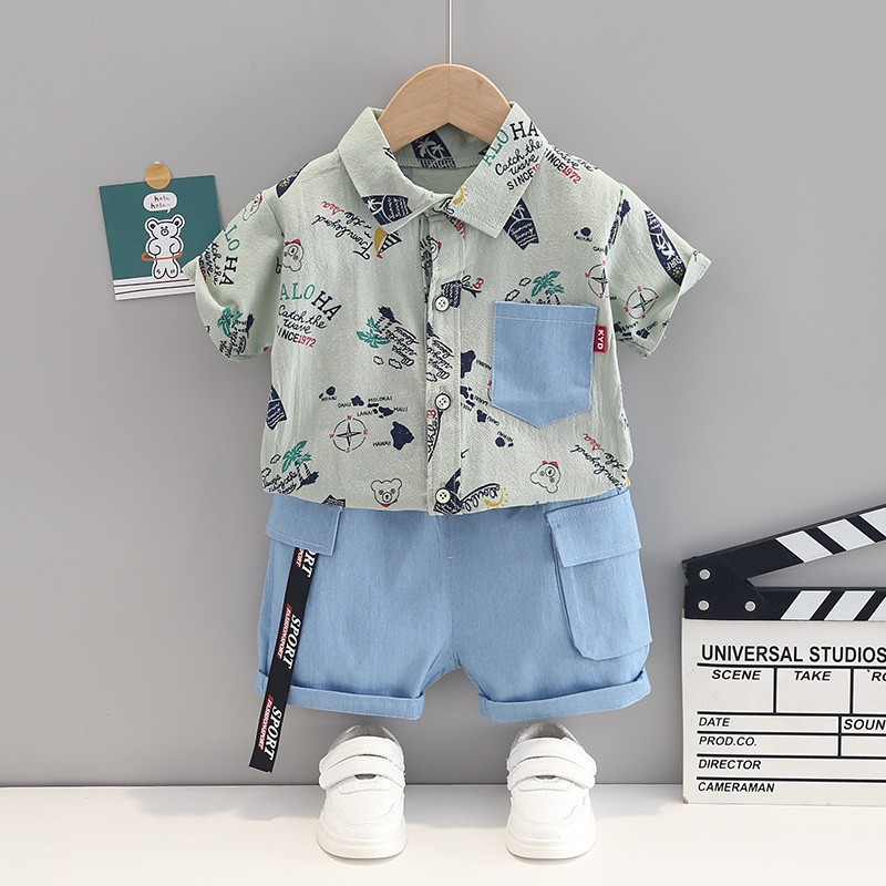 New Summer Baby Clothes Suit Children Boys Fashion Casual Shirt Shorts 2Pcs/Sets Toddler Sports Costume Infant Kids Sportswear