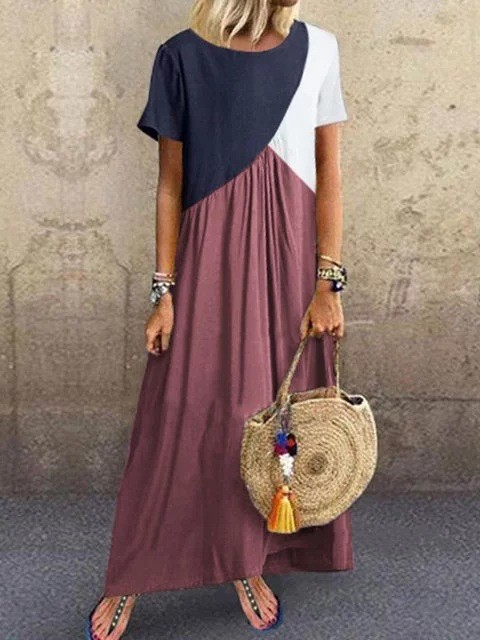 Pregnant Maternity Dress Pleated Patchwork Dress Women Short Sleeve Loose Casual Long Summer Dress Vestidos Elegant Clothes