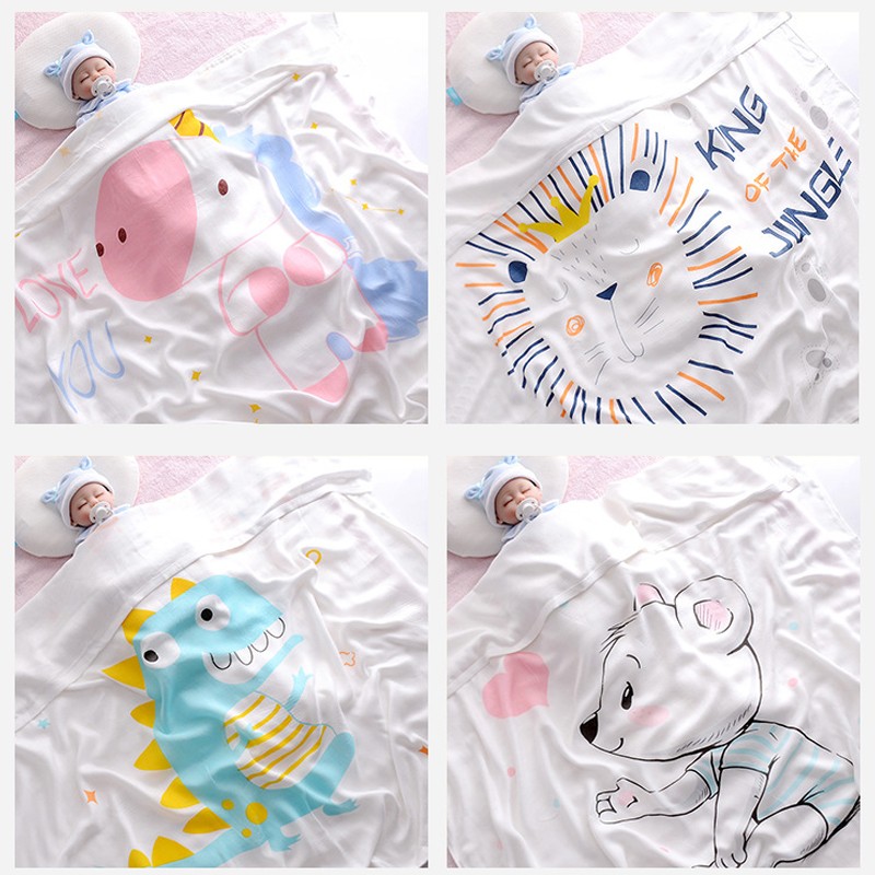 110x110cm Breathable Cartoon Bath Towel Newborn Swaddle Wrap High Quality Baby Blanket Infant Bedding Baby Ice Silk Blankets