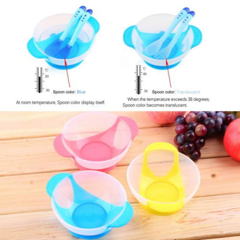 Newborn Baby Dinner Bowl Set Training Bowl Spoon Cutlery Set Dinner Bowl Learn Dishes with Suction Cup Dinnerware