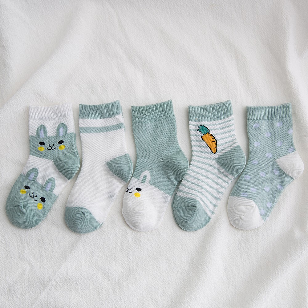 5Pairs/Lot 0-9Y Kids Socks Summer Cotton Cartoon Animal Kids Socks Carrot Girls Mesh Cute Newborn Boy Toddler Children Socks