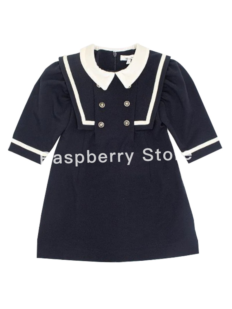 Girls' navy collar dress, navy style, for summer