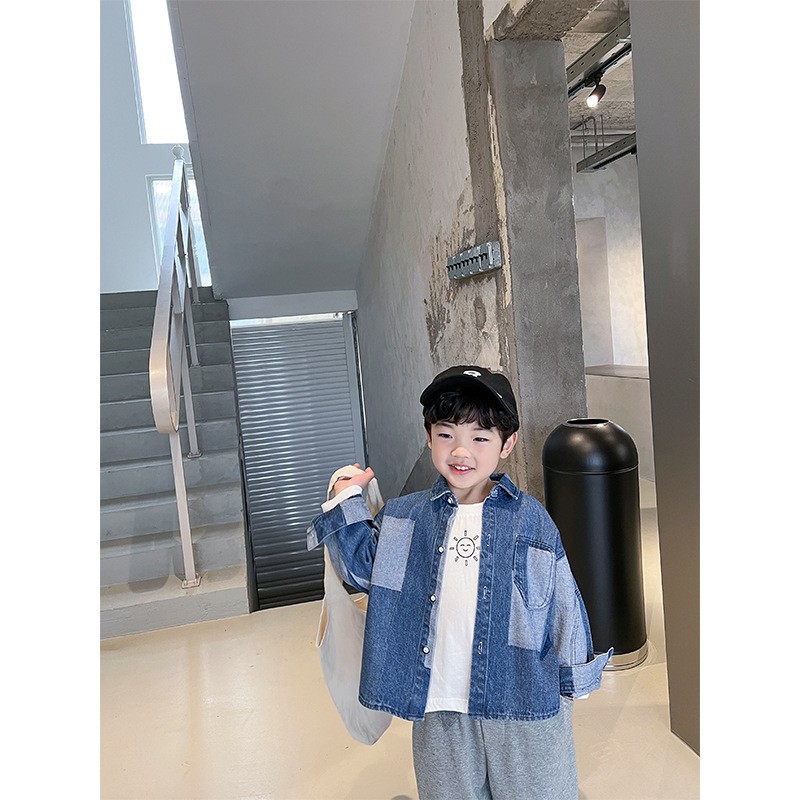 2022 Contrast Splice Handsome Boy Top Layer Denim Shirt For Promotion 2-12