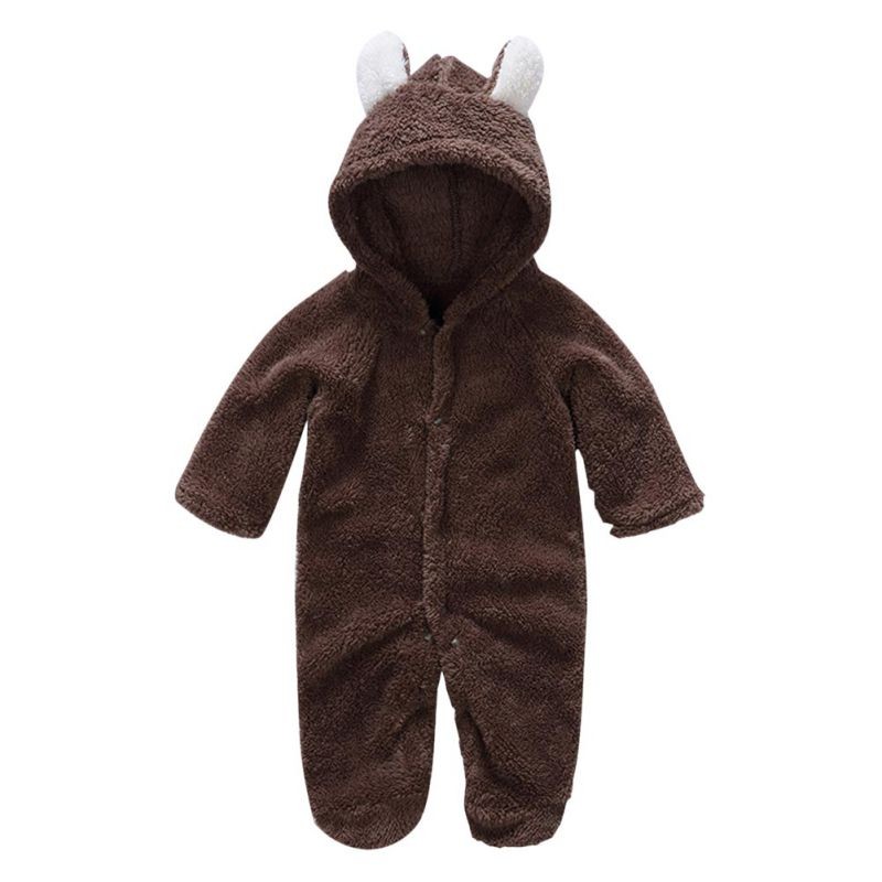 Winter Baby Clothes Flannel Infant Boy Clothes Cartoon Animal Bear Ear Romper Jumpsuit Warm Newborn Toddler Casual Baby Costume