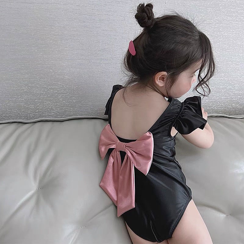 MILANCEL 2022 summer children's swimwear bow open back girls one-piece swimwear