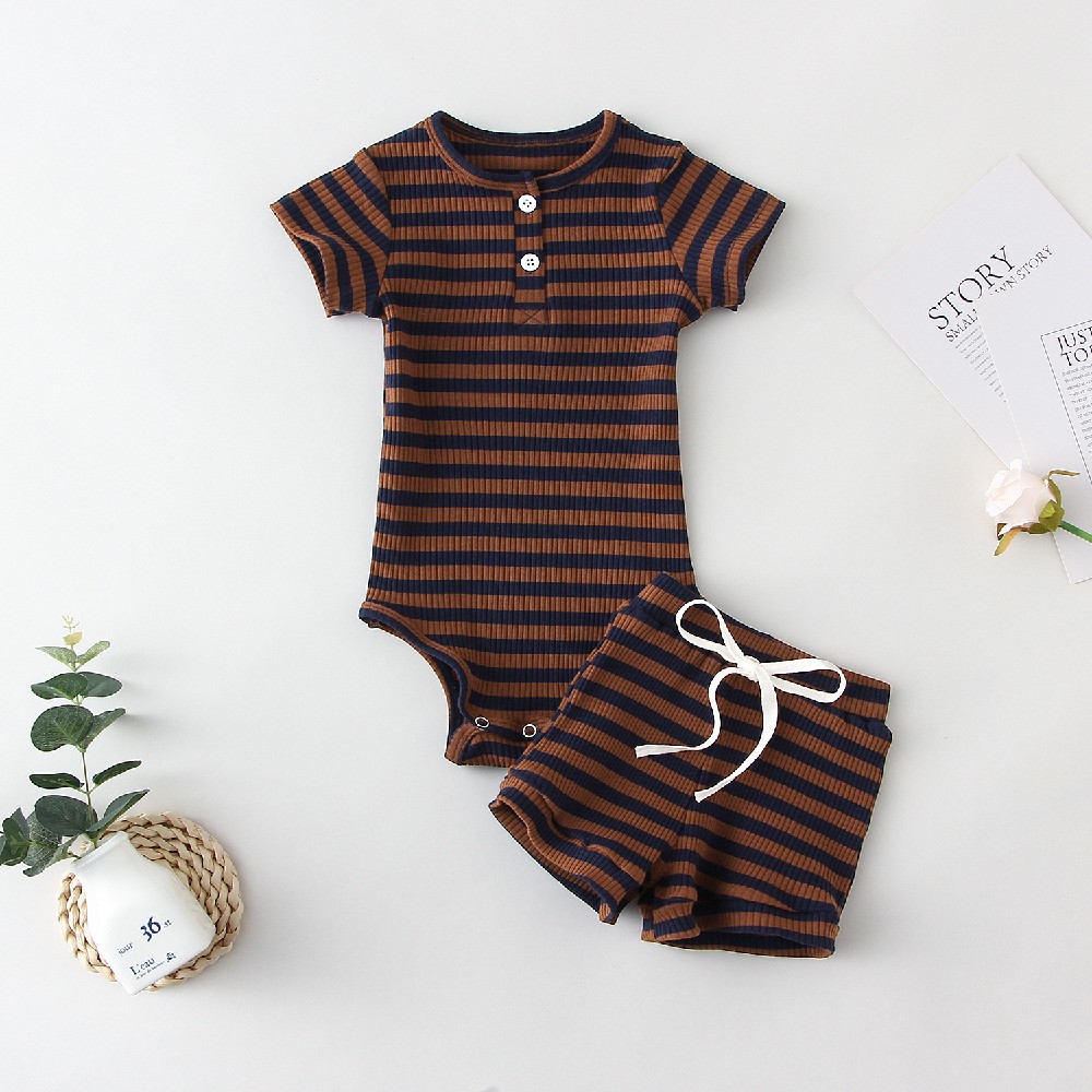 summer spring rompers + casual pants baby boy clothes baby boy clothes newborn outfits set solid knitted short sleeve 2pcs