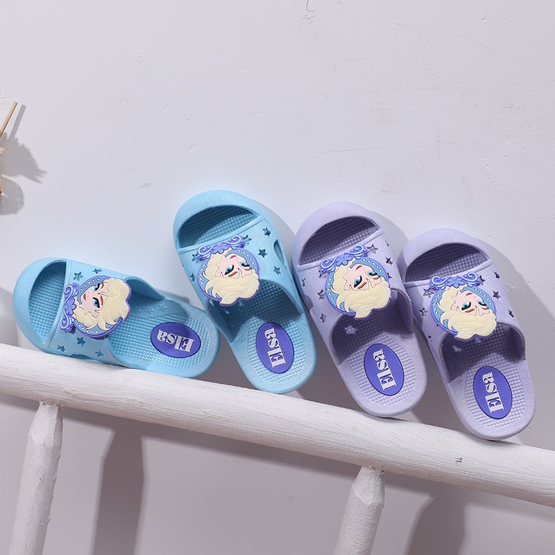 Disney Summer New Frozen Princess Slippers Non-slip Home Indoor Boys Mickey Mouse Cute Princess Off-Beach Shoes