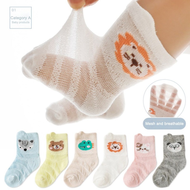 1 Pairs Infant Thin Mesh Sock Cute Cartoon Newborn Baby Socks Short Tube Boys Girls Baby Socks Floor Socks Kids Sock