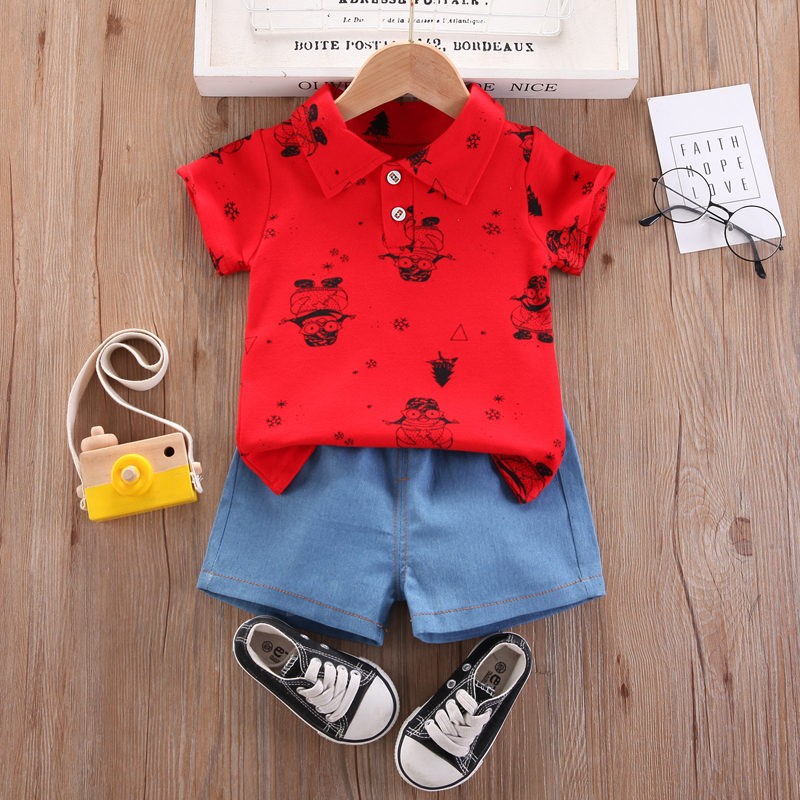 2022 kids clothes suit summer children boy girl full printed T-shirt shorts 2pcs/sets infant children clothing 1 2 3 4 years