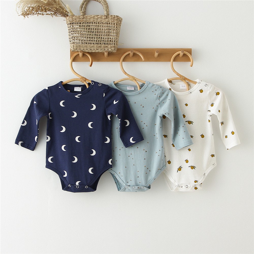 Infant Baby Boy Girl Romper Spring Summer Newborn Button Printed Jumpsuit Casual Long Sleeve Baby Boy Outfits Clothes Autumn