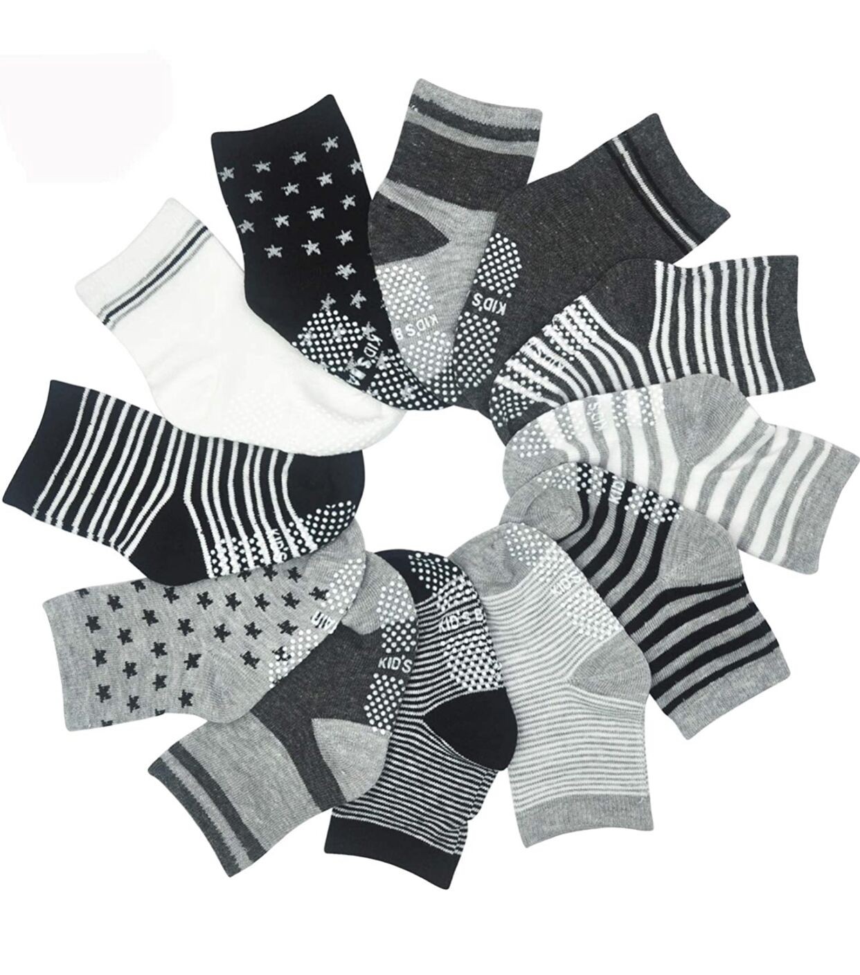 12 pairs/set kids socks baby boys anti-slip socks elastic knit socks