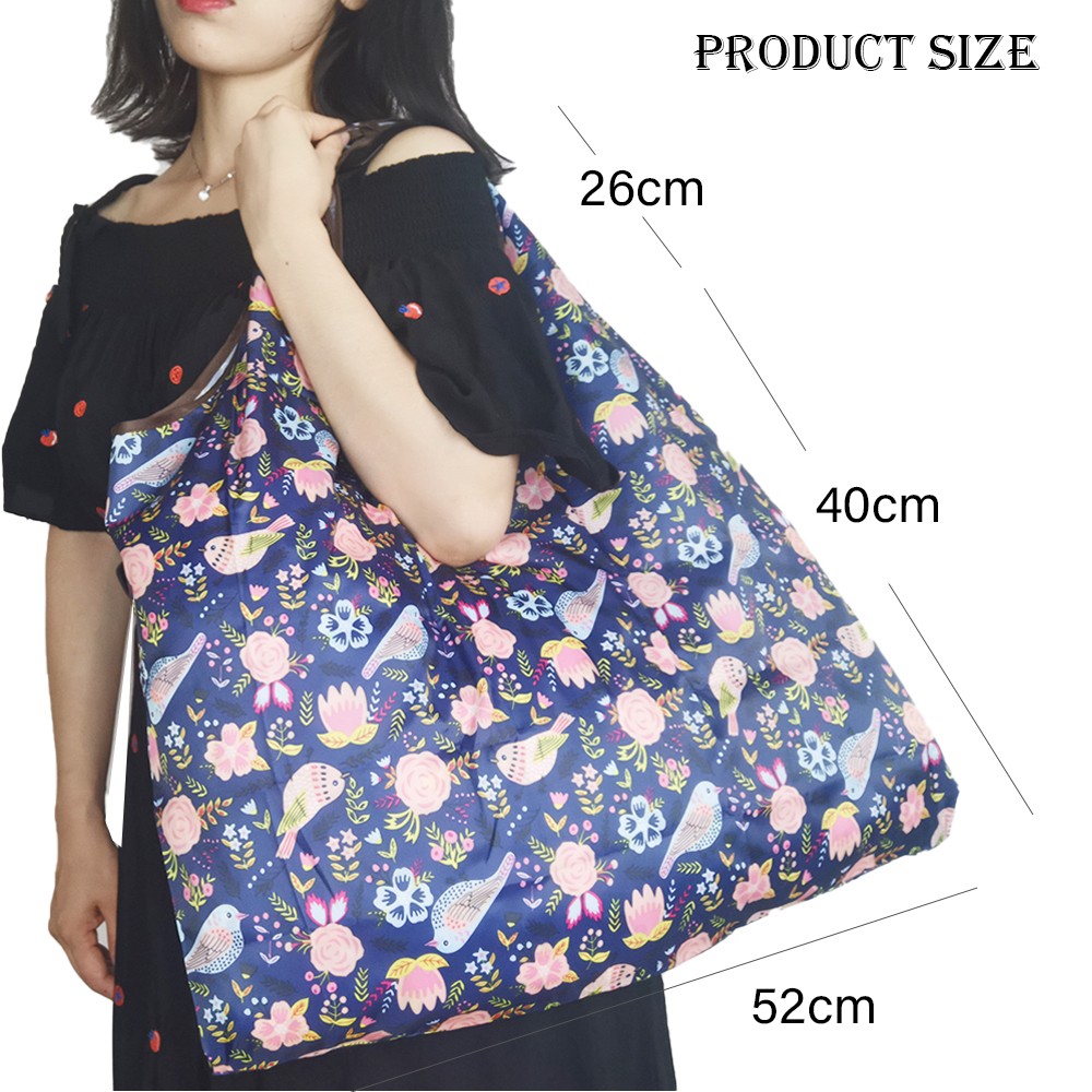 Large Oxford Eco-friendly Foldable Shopping Bag Reusable Portable Travel Grocery Bag Fashion Pocket Nylon Handbags