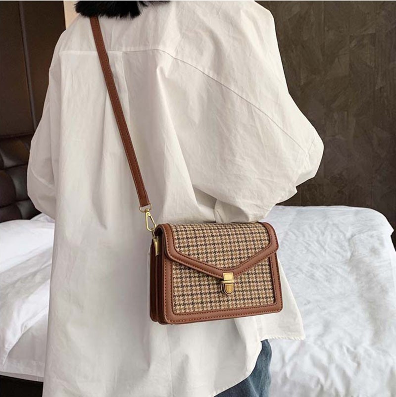 MSGHER Plaid PU Leather Crossbody Bags For Women 2022 Luxury Brand Chain Shoulder Messenger Bag Small Female Travel Bags