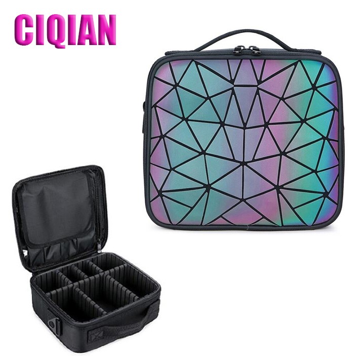 Women's Luminous Travel Cosmetic Bag,Multifunctional Zipper Makeup Bag,Large Capacity Organizer Bag,Luminous Geometric Bag