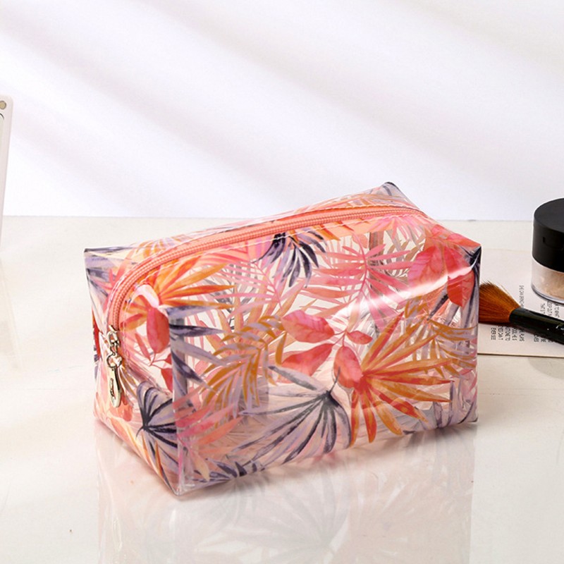 Fashion Transparent Women Cosmetic Bag Fruit Pattern Large Capacity Makeup Zipper Bag Waterproof Simple Travel Accessories