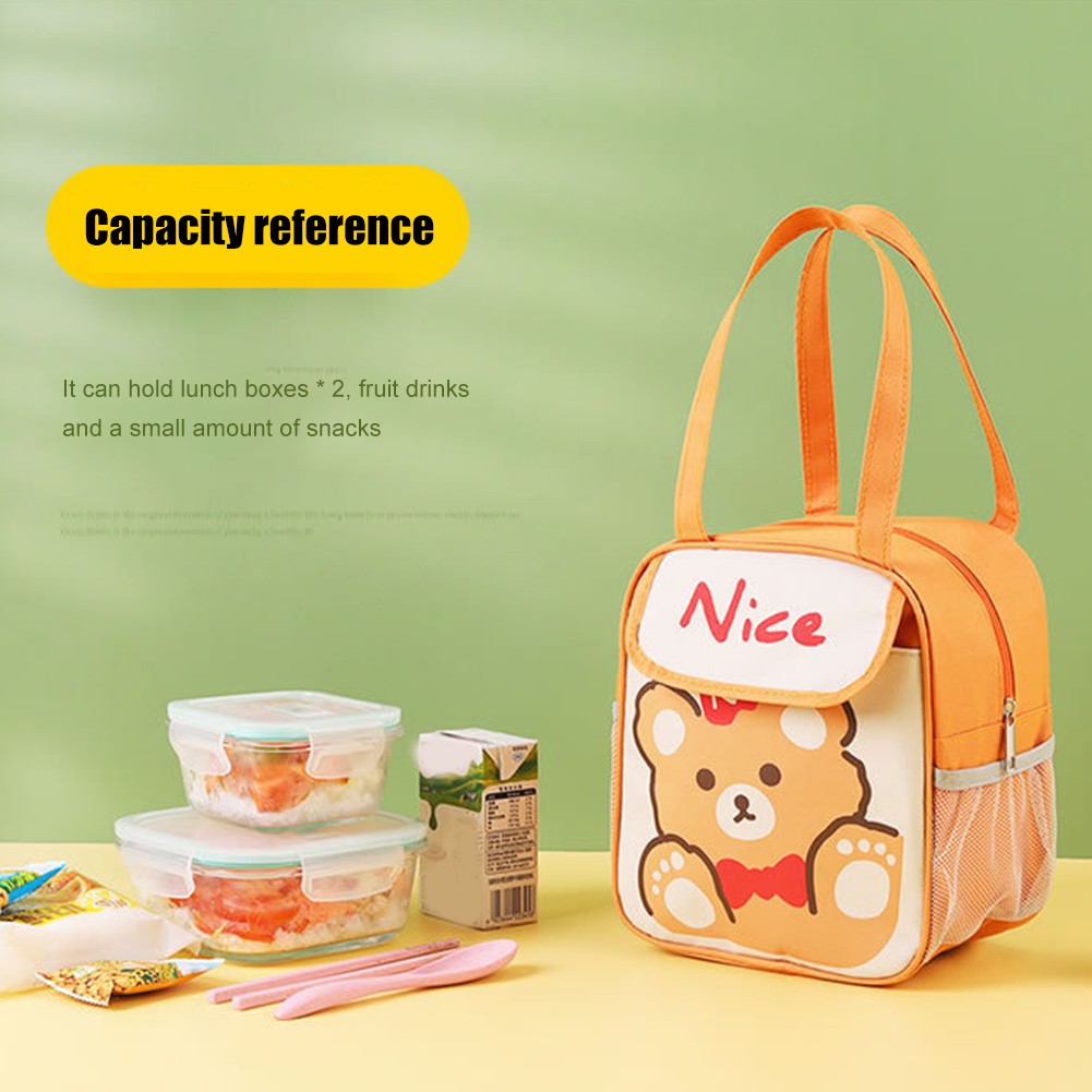 Cute Cartoon Bento Box Bag Food Insulation Bag New Multilayer Zipper School Cooler Bag For Kids Baby Lunch Container Handbag