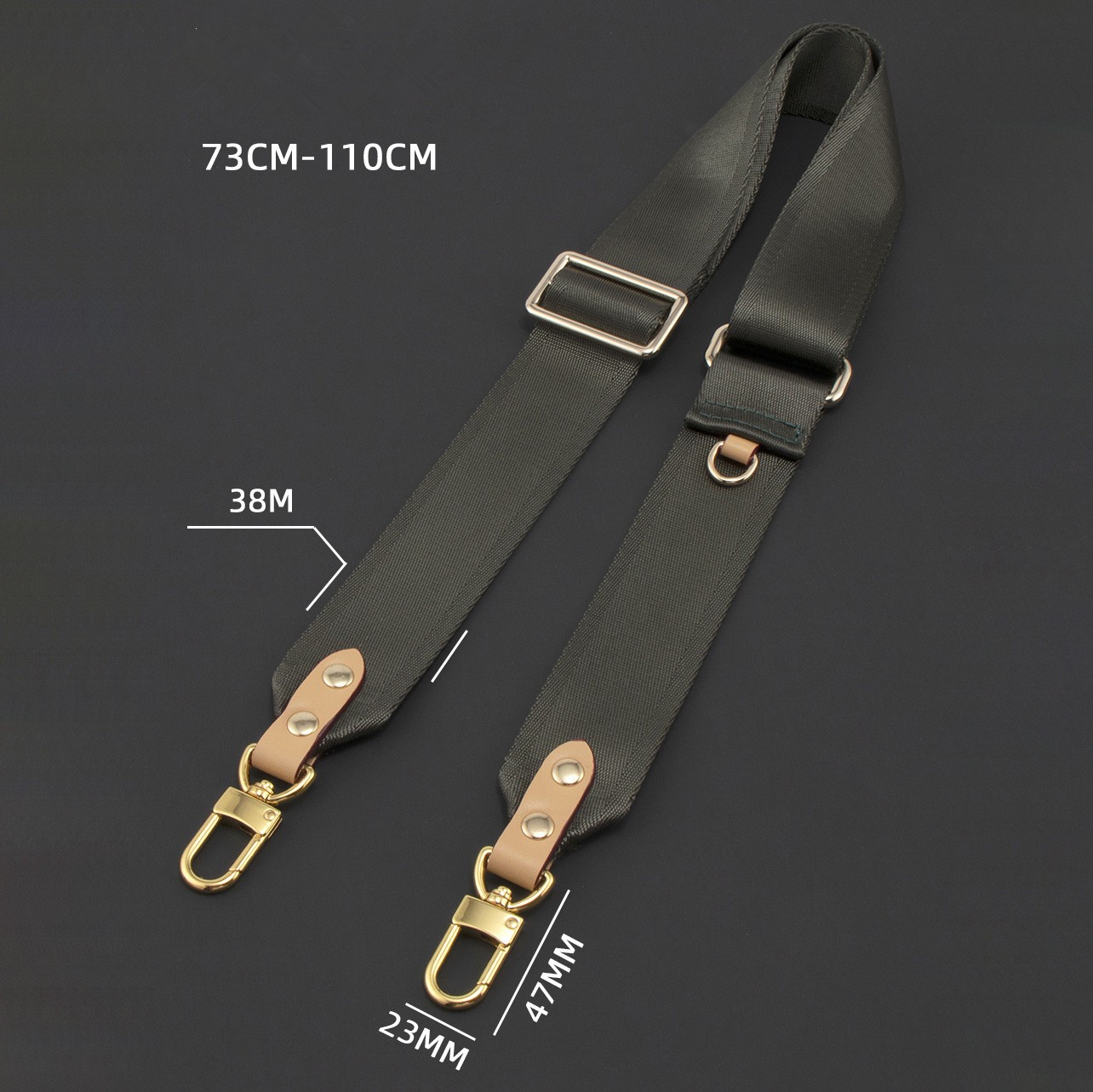 Large wide canvas strap nylon strap luxury designer shoulder bag strap replacement with genuine leather handbag accessory parts