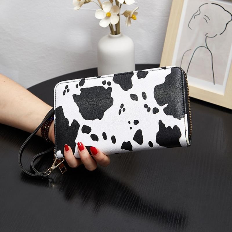 Women Wallet PU Leather Clutch Bag Ladies Long Wallet New Fashion Trendy Cow Pattern Bag Long Card Bag Coin Purse Female Bag