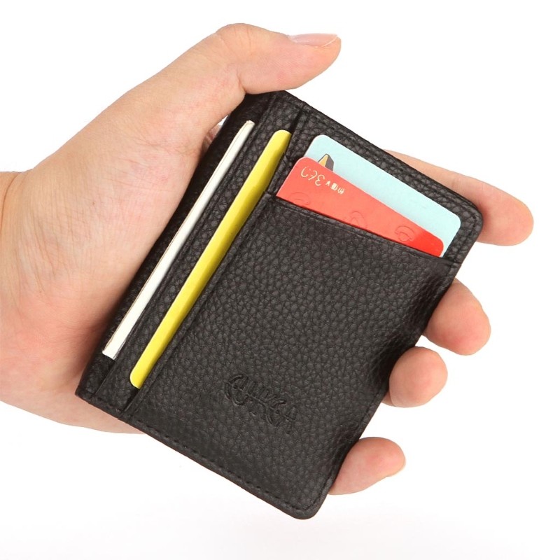 Unisex Slim Pocket Thin Credit Card Holder Men Women Casual Bus Card ID Money Case PU Leather Small Size Lightweight Wallet