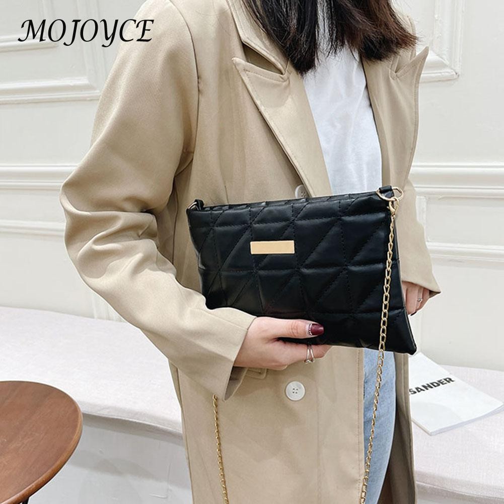 Women Shoulder Bags Fashion PU Leather Underarm Bags Pure Color All-Match Lattice Style Shopping Bags Designer Clutch