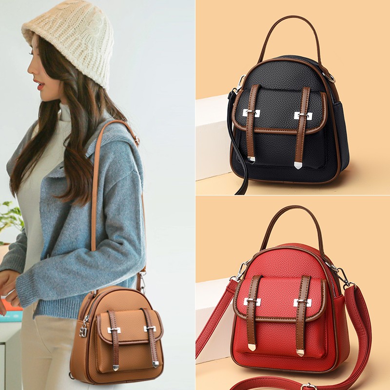 Fashion Vintage Leather Women Shoulder Bag Backpack Multifunctional Luxury Handbag Women Messenger Bags Female Crossbody Bags