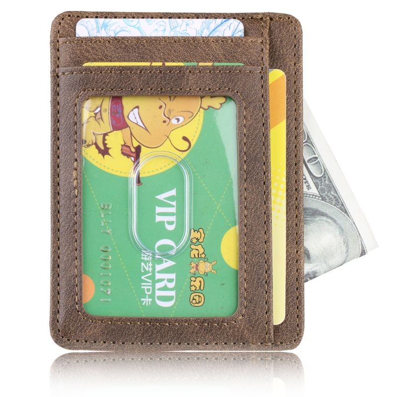 Men Leather Bank ID Credit Card Holders Ultra Slim Rfid Blocking Wallet Mini Size Business Card Protector Case Cover Ultra Thin