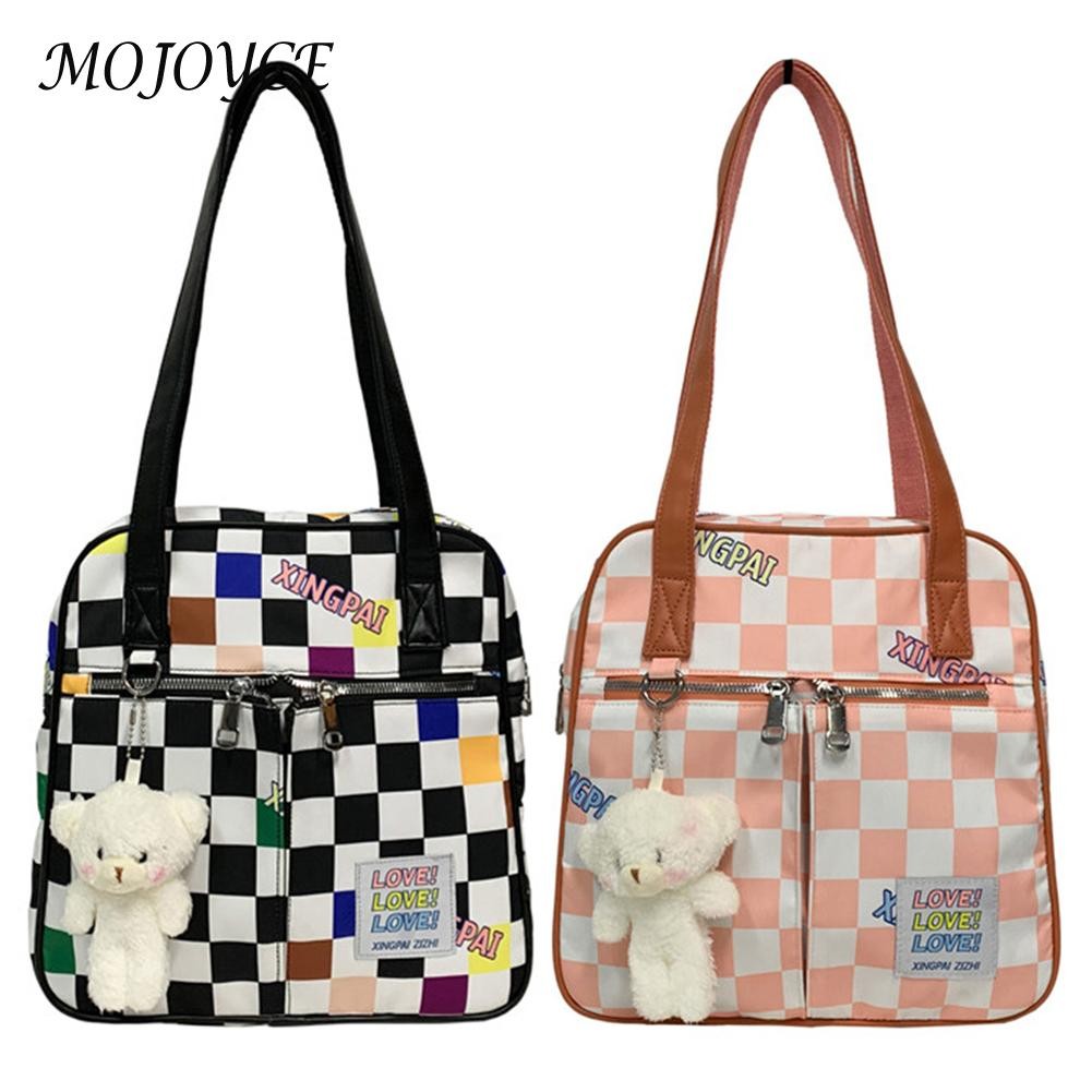 Women Nylon Checkered Shoulder Bag Female Luxury Travel Small Top Handle Bag Large Dumplings Bags Fashion Decor