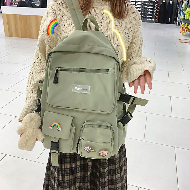 Kawaii Doll Girl School Bag Korean Version Casual Women Backpack Large Capacity Girls Backpacks All-match Woman Bag 2022