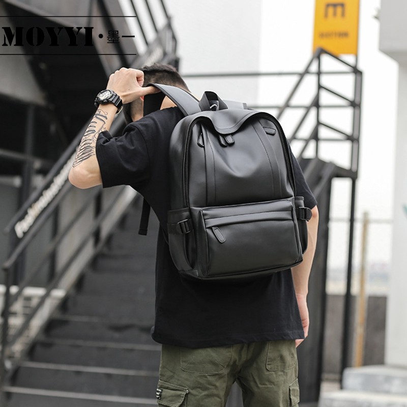 MOYYI 2019 hot sale waterproof 14 inch laptop backpack men leather backpack for teenage travel casual daypack Mochila male