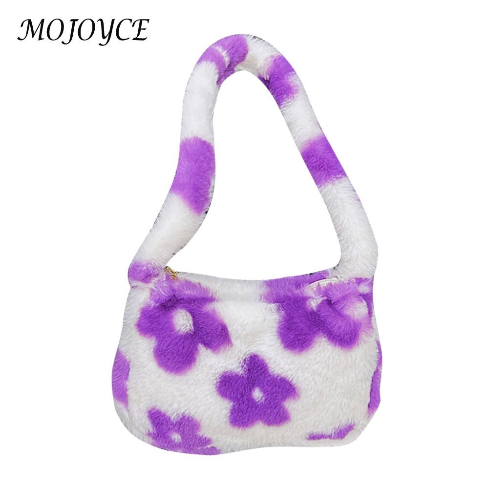 Women Shoulder Bags Soft Warm Plush Handbags Autumn Winter Fluffy All-Match Phone Evening Bags Ladies Top-Handle Bag