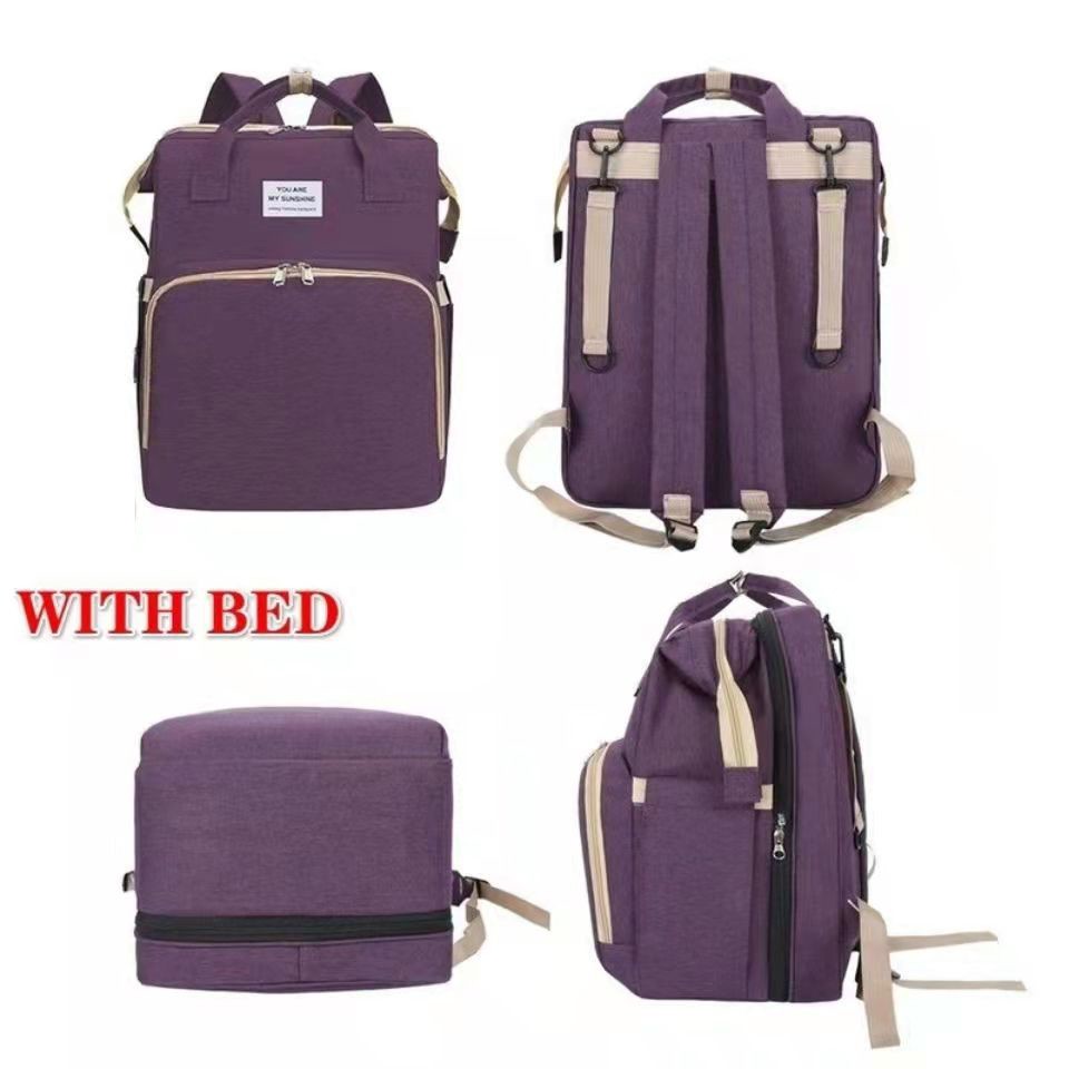 2020 New Woman Portable Folding Bed Light Diaper Backpack Large Capacity Multifunctional Leisure Double Shoulder Nappy Bag