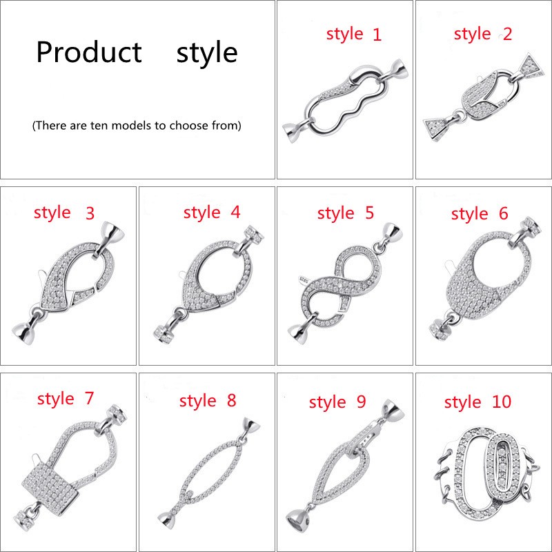 Silver 925 plated platinum inlaid pearl bracelet necklace multi-row double row connection buckle DIY jewelry accessories