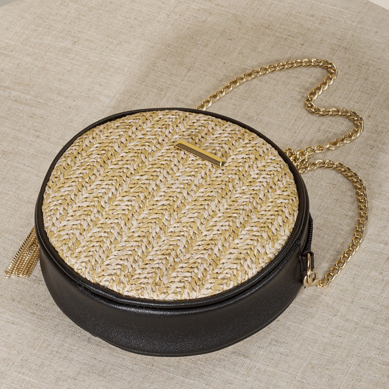 New Fashion Round Straw Bag Vintage Handmade Woven Shoulder Bag Summer Holiday Casual Bags Female Handbag Crossbody Bag Women