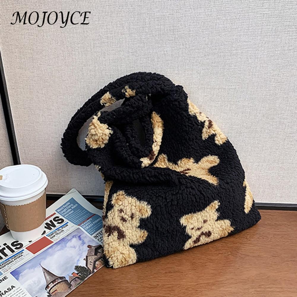 Vintage Women Soft Warm Plush Handbag Cute Girls Autumn Winter Fluffy All-Match Phone Buckets Bag for Women