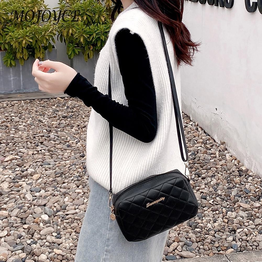 Women Shoulder Bags Female Fashion Solid Color Small Zipper Mobile Phone Crossbody Bag Casual Bag Diamond Lattice Messenger Bag