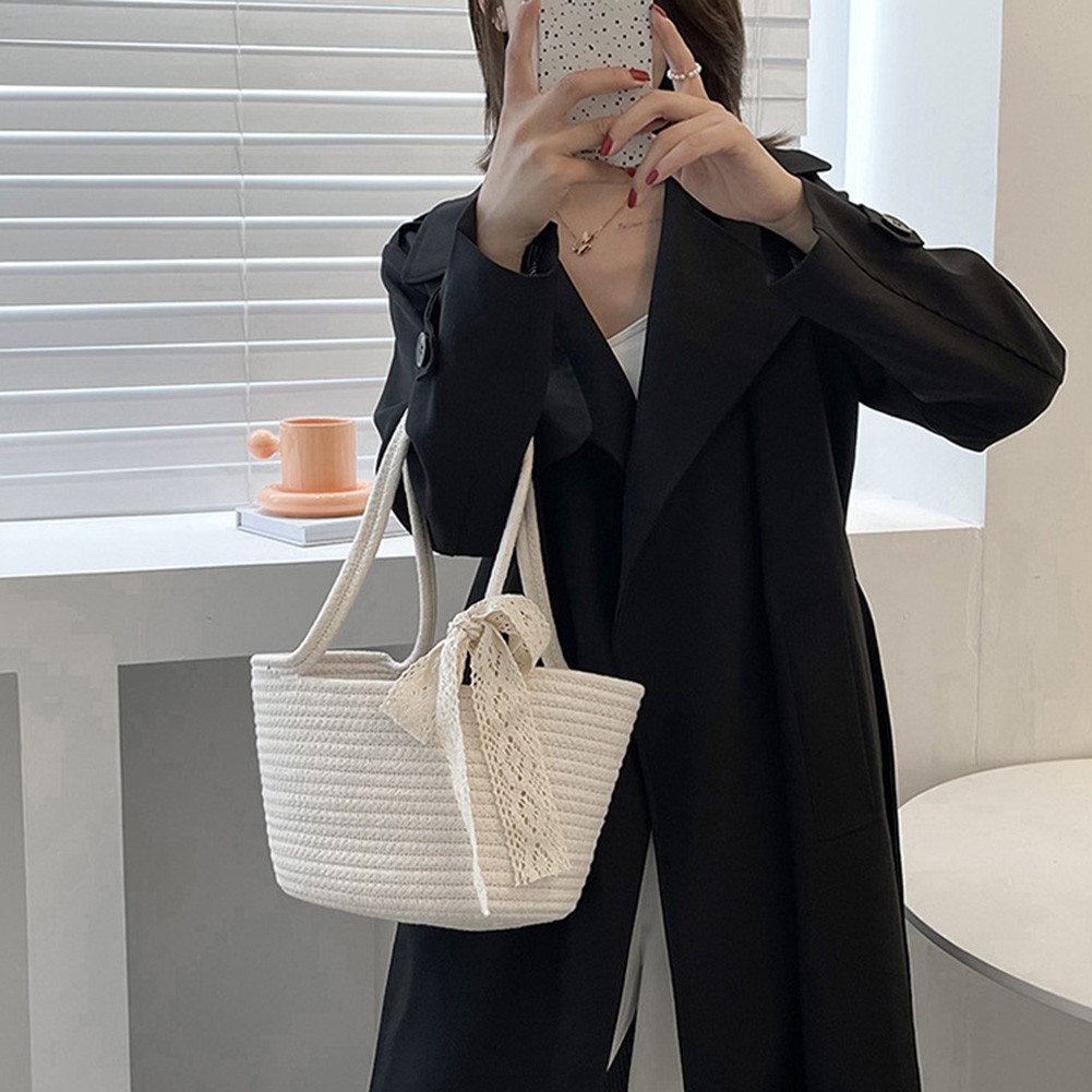 Elegant Ladies Straw Tote Bags Ladies Vacation Beach Casual Tote Fashion Handbag Vintage Shoulder Bag Straw Shoulder Bag