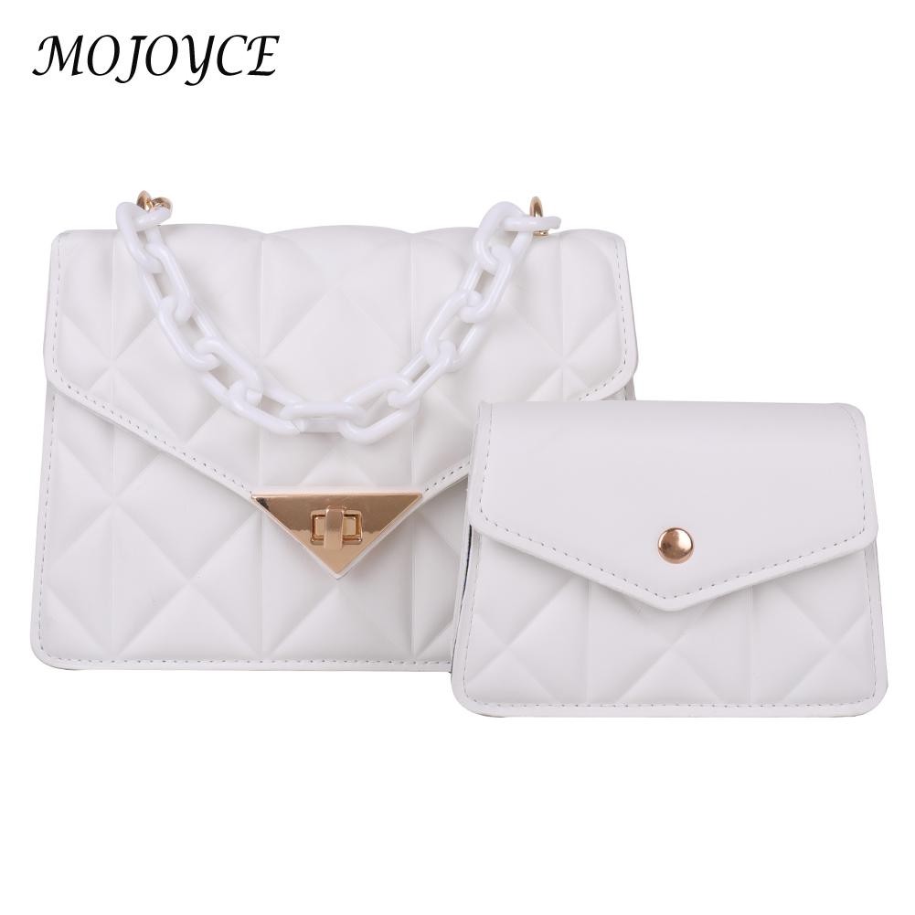 PU Leather Diamond Lattice Handle Shoulder Bags with Purse Lady Solid Color Composite Bags for Women Outdoor Shopping