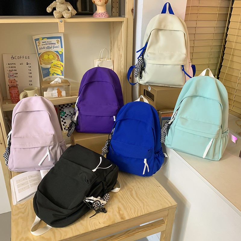 SEETIC 2022 New Nylon Women Backpack Solid Color School Bag Fashion Waterproof Backpack Female Student Anti-theft Backpack Women