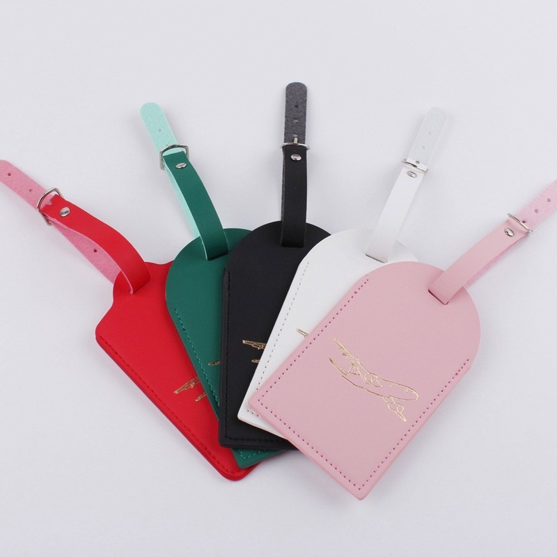 Anti-lost PU Leather Bag Tags Label Holder Travel Bag Label Holder Transparent ID Name Card Window For Adult Students